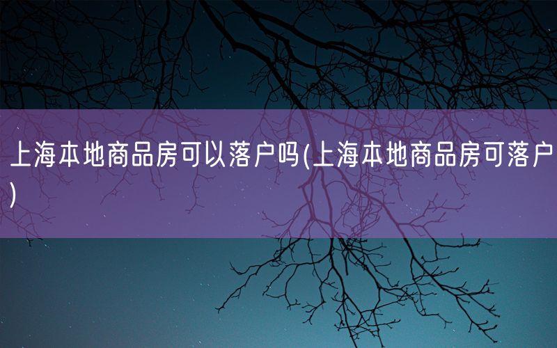 上海本地商品房可以落户吗(上海本地商品房可落户)