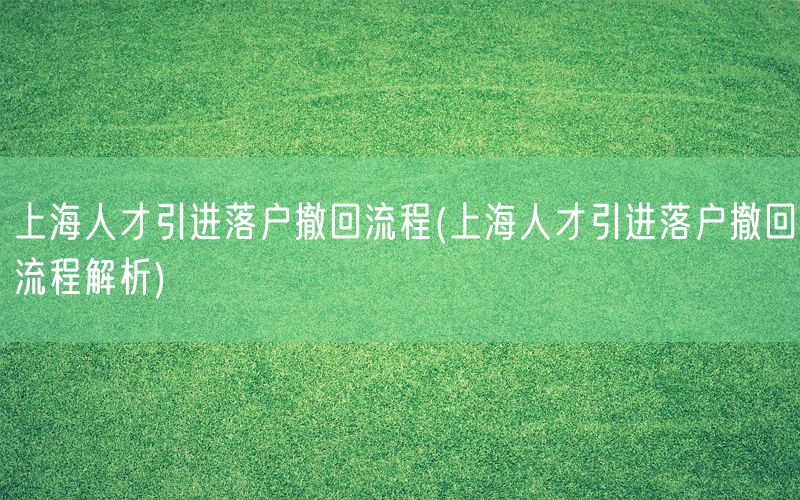上海人才引进落户撤回流程(上海人才引进落户撤回流程解析)