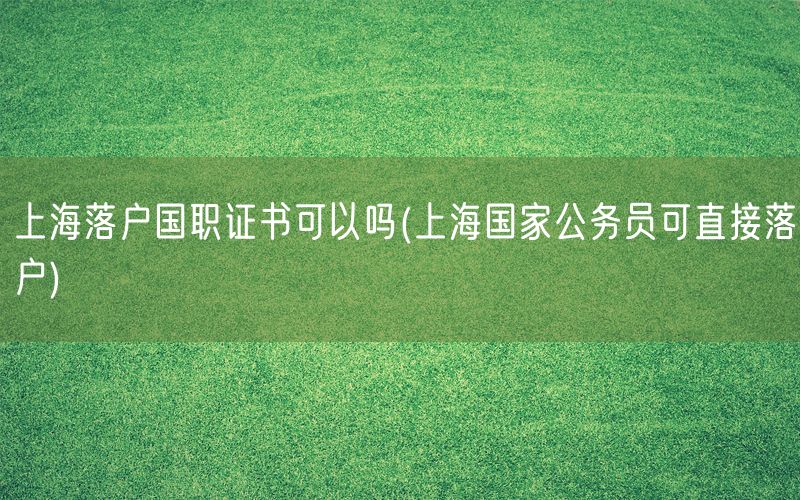 上海落户国职证书可以吗(上海国家公务员可直接落户)
