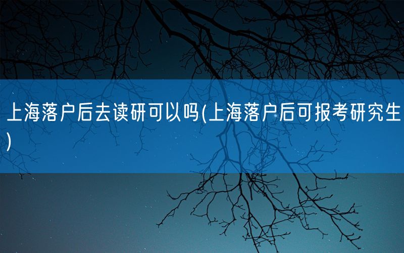 上海落户后去读研可以吗(上海落户后可报考研究生)