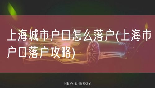 上海城市户口怎么落户(上海市户口落户攻略)