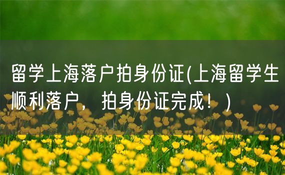 留学上海落户拍身份证(上海留学生顺利落户，拍身份证完成！)