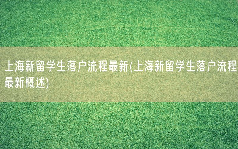 上海新留学生落户流程最新(上海新留学生落户流程最新概述)