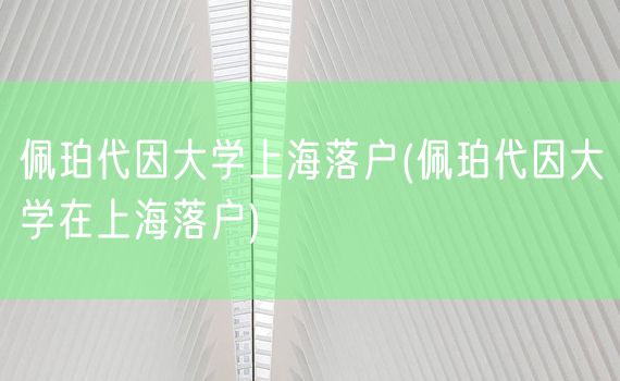 佩珀代因大学上海落户(佩珀代因大学在上海落户)