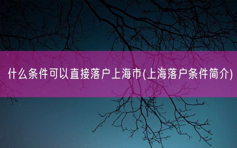 什么条件可以直接落户上海市(上海落户条件简介)
