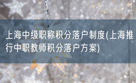 上海中级职称积分落户制度(上海推行中职教师积分落户方案)