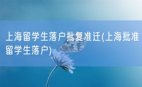 上海留学生落户批复准迁(上海批准留学生落户)