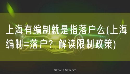上海有编制就是指落户么(上海编制=落户？解读限制政策)