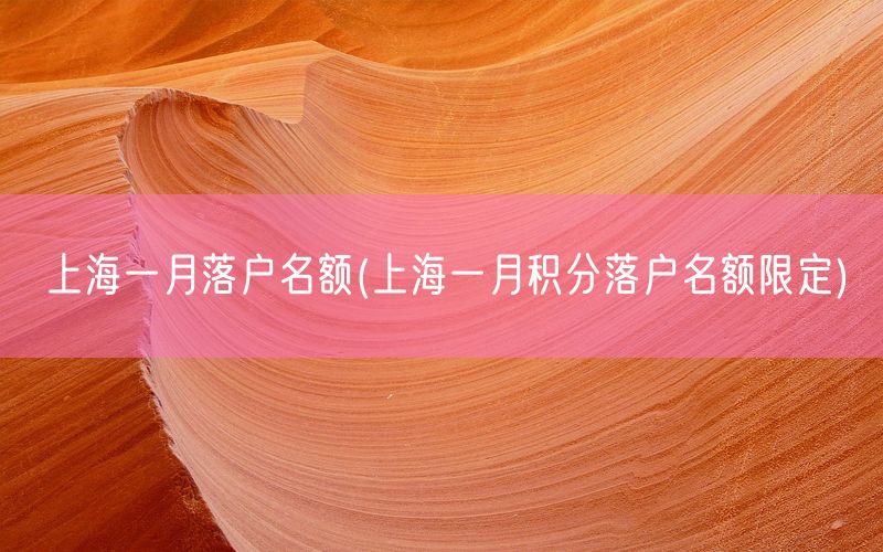 上海一月落户名额(上海一月积分落户名额限定)