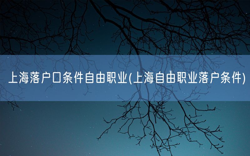 上海落户口条件自由职业(上海自由职业落户条件)