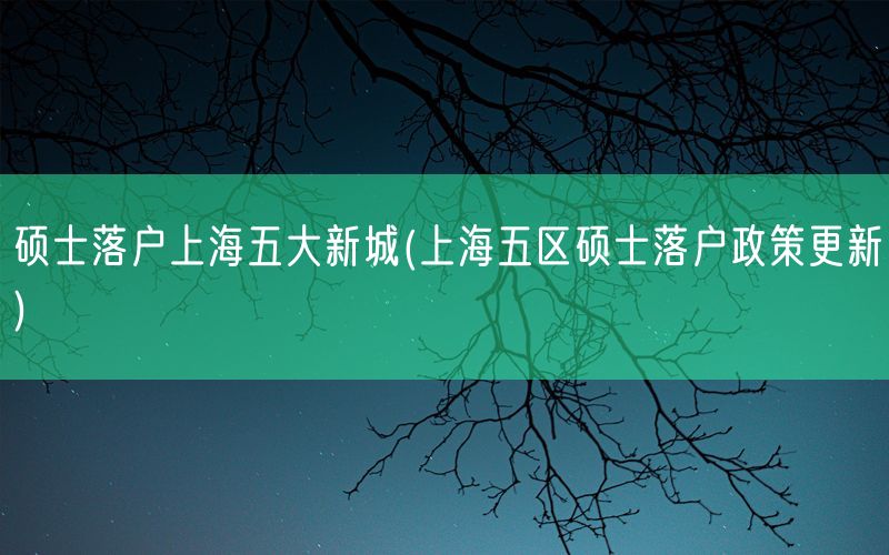 硕士落户上海五大新城(上海五区硕士落户政策更新)