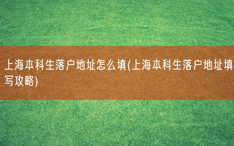 上海本科生落户地址怎么填(上海本科生落户地址填写攻略)