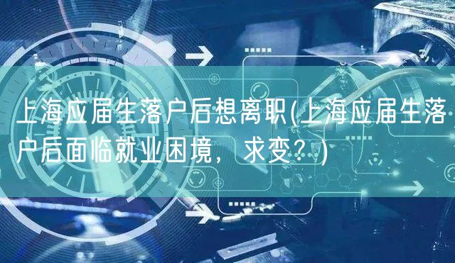 上海应届生落户后想离职(上海应届生落户后面临就业困境，求变？)