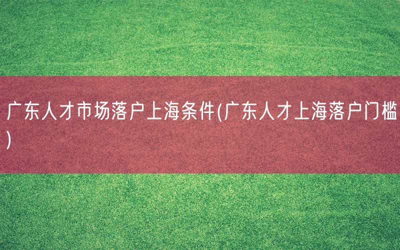 广东人才市场落户上海条件(广东人才上海落户门槛)