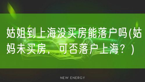 姑姐到上海没买房能落户吗(姑妈未买房，可否落户上海？)