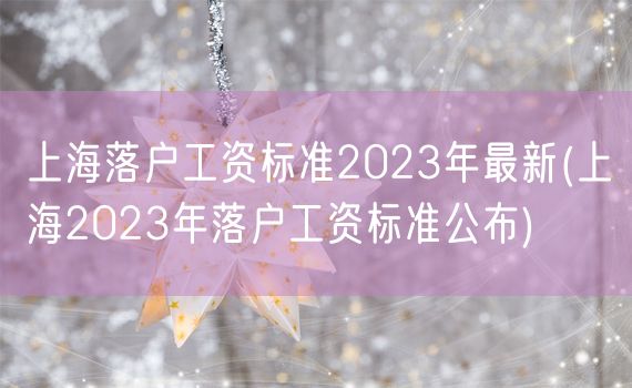 上海落户工资标准2023年最新(上海2023年落户工资标准公布)