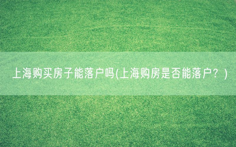上海购买房子能落户吗(上海购房是否能落户？)