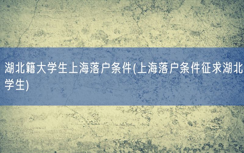湖北籍大学生上海落户条件(上海落户条件征求湖北学生)