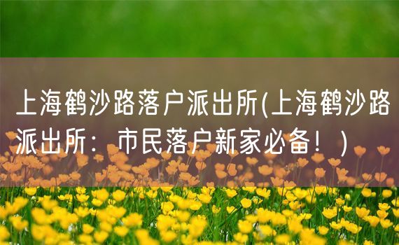 上海鹤沙路落户派出所(上海鹤沙路派出所：市民落户新家必备！)