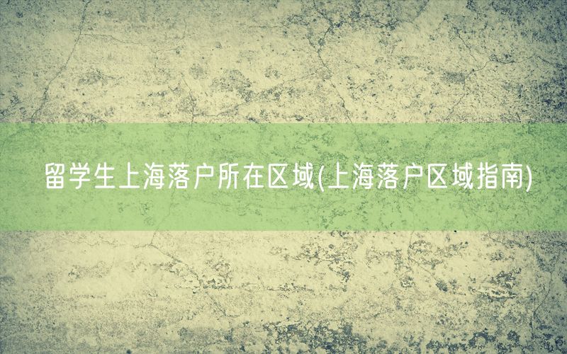 留学生上海落户所在区域(上海落户区域指南)