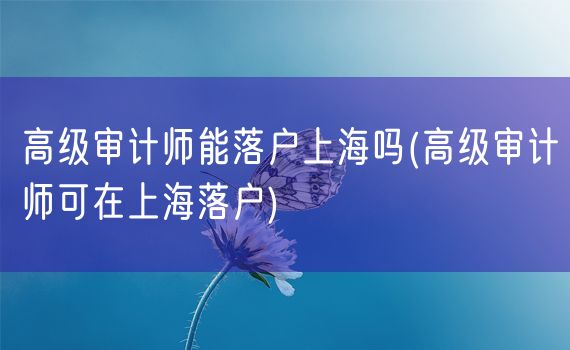 高级审计师能落户上海吗(高级审计师可在上海落户)