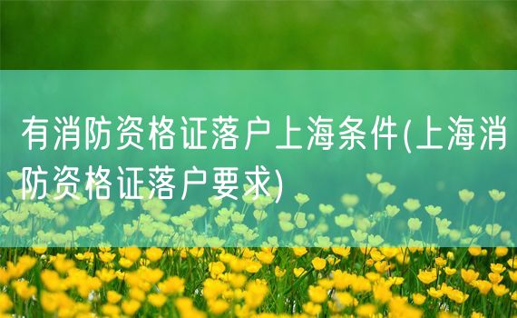 有消防资格证落户上海条件(上海消防资格证落户要求)