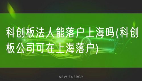 科创板法人能落户上海吗(科创板公司可在上海落户)
