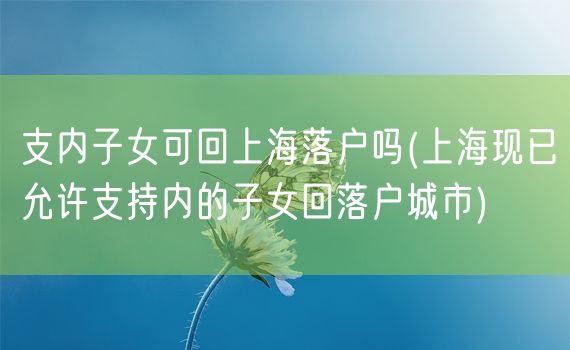 支内子女可回上海落户吗(上海现已允许支持内的子女回落户城市)