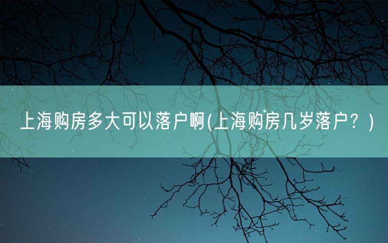 上海购房多大可以落户啊(上海购房几岁落户？)