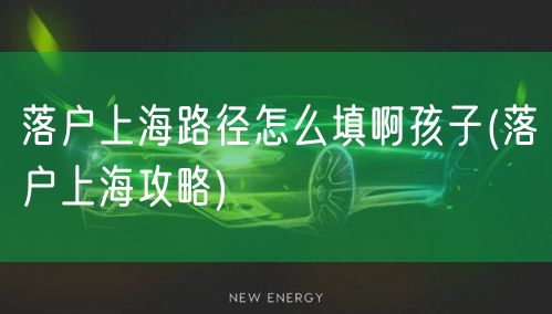 落户上海路径怎么填啊孩子(落户上海攻略)