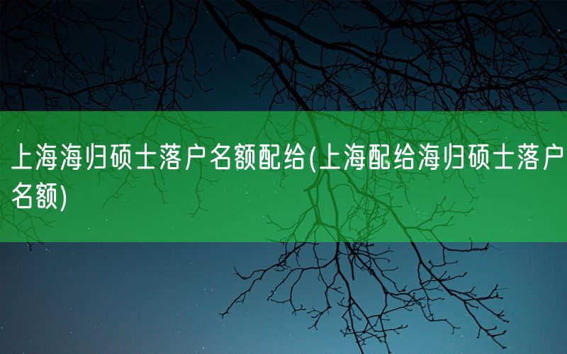 上海海归硕士落户名额配给(上海配给海归硕士落户名额)