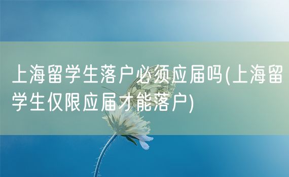 上海留学生落户必须应届吗(上海留学生仅限应届才能落户)