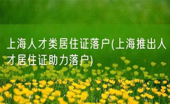 上海人才类居住证落户(上海推出人才居住证助力落户)