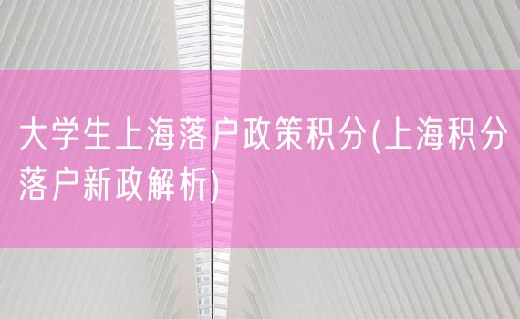 大学生上海落户政策积分(上海积分落户新政解析)
