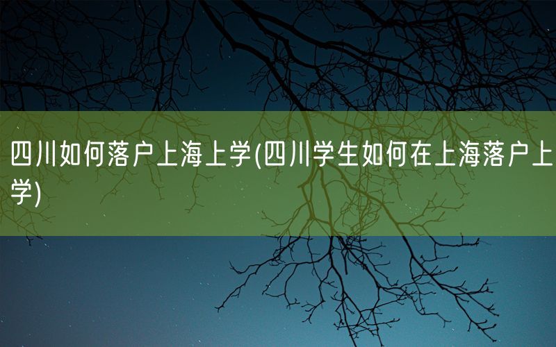 四川如何落户上海上学(四川学生如何在上海落户上学)