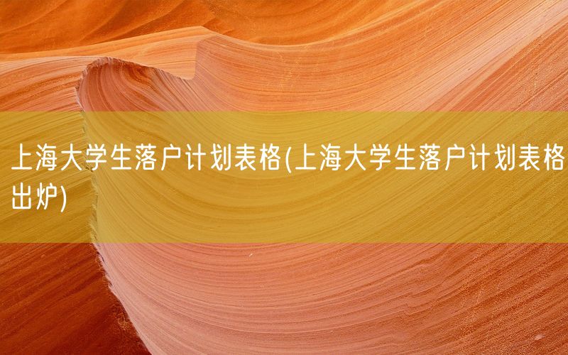 上海大学生落户计划表格(上海大学生落户计划表格出炉)