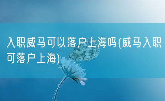 入职威马可以落户上海吗(威马入职可落户上海)