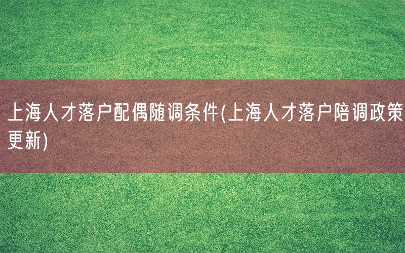 上海人才落户配偶随调条件(上海人才落户陪调政策更新)
