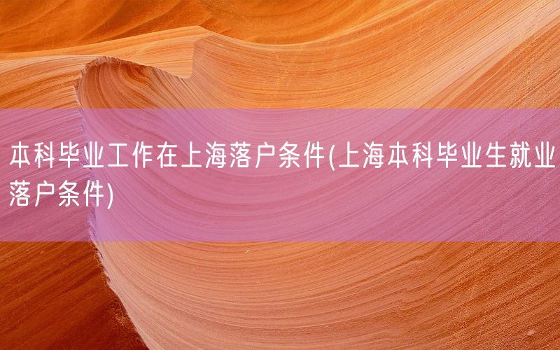 本科毕业工作在上海落户条件(上海本科毕业生就业落户条件)
