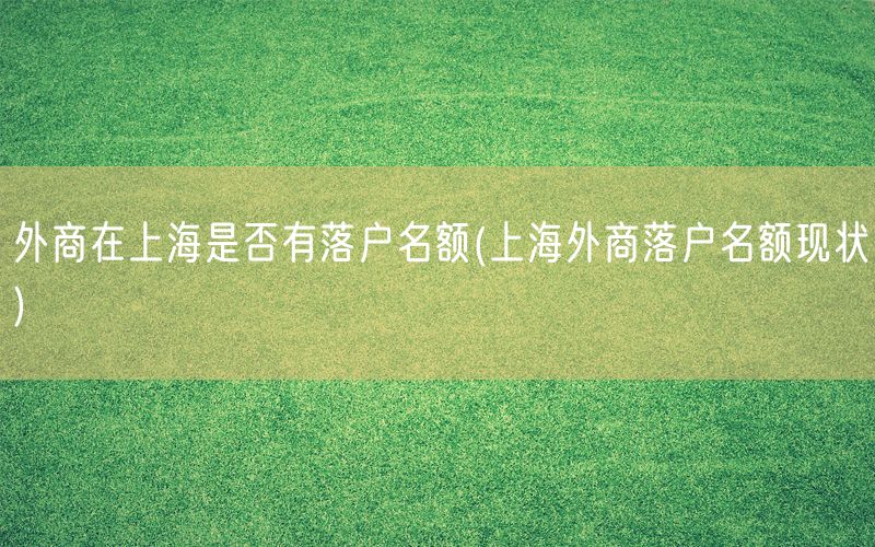 外商在上海是否有落户名额(上海外商落户名额现状)