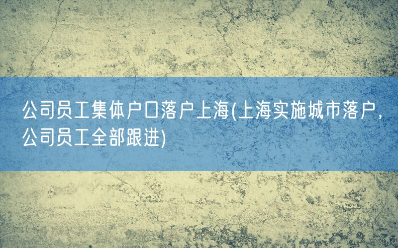 公司员工集体户口落户上海(上海实施城市落户，公司员工全部跟进)
