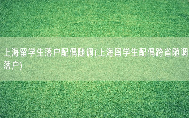 上海留学生落户配偶随调(上海留学生配偶跨省随调落户)