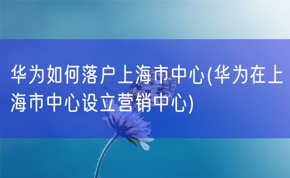 华为如何落户上海市中心(华为在上海市中心设立营销中心)