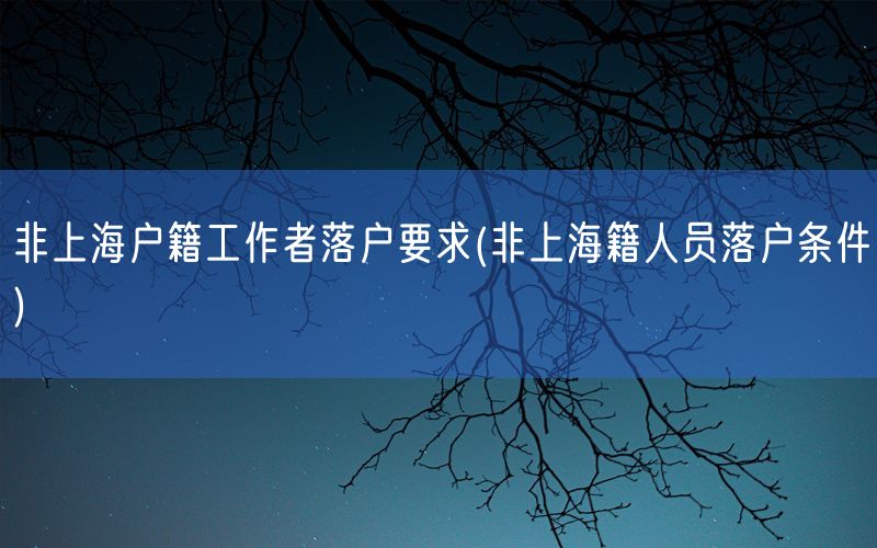 非上海户籍工作者落户要求(非上海籍人员落户条件)