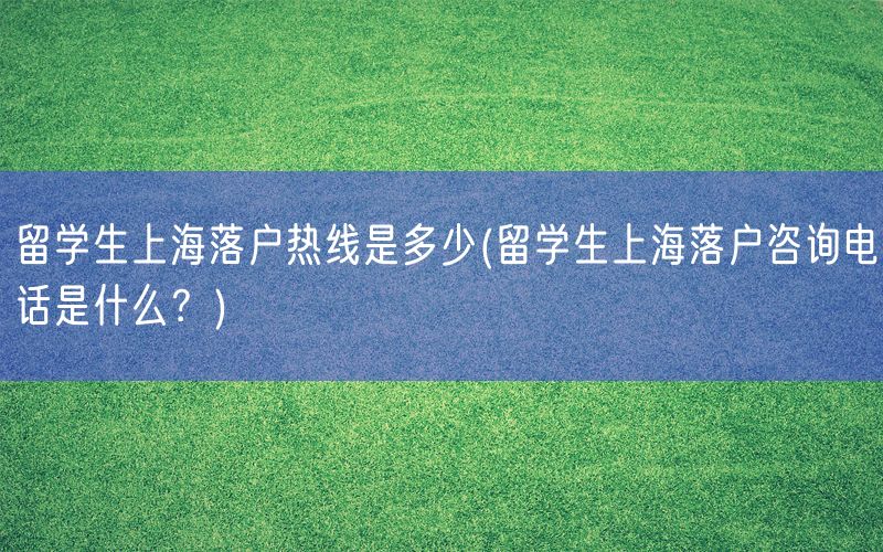 留学生上海落户热线是多少(留学生上海落户咨询电话是什么？)