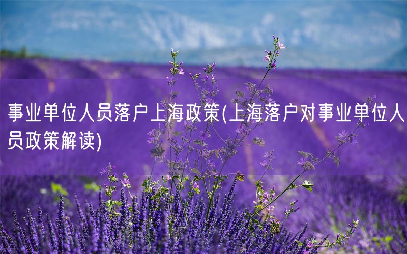 事业单位人员落户上海政策(上海落户对事业单位人员政策解读)