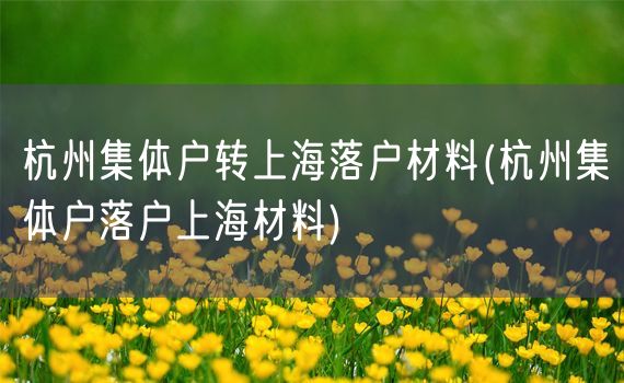 杭州集体户转上海落户材料(杭州集体户落户上海材料)
