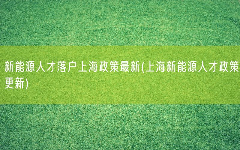 新能源人才落户上海政策最新(上海新能源人才政策更新)
