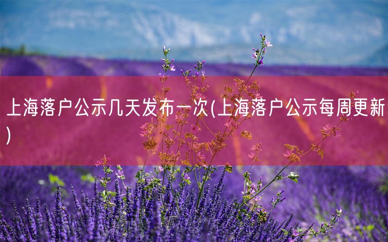 上海落户公示几天发布一次(上海落户公示每周更新)