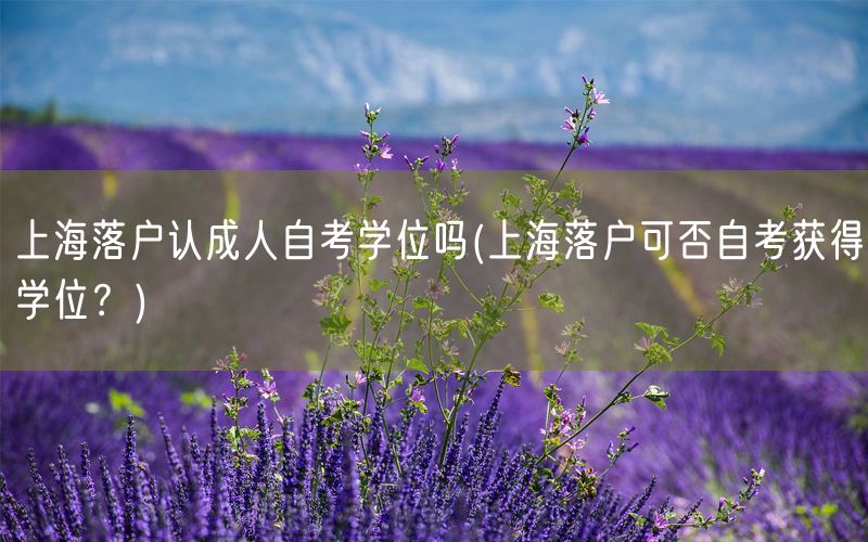 上海落户认成人自考学位吗(上海落户可否自考获得学位？)